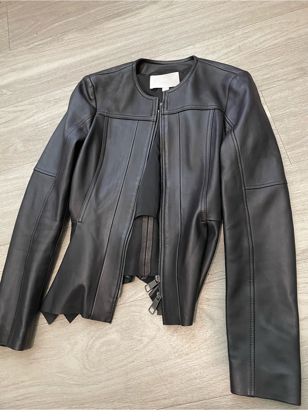 Boss Black Leather Zip-Front Jacket
